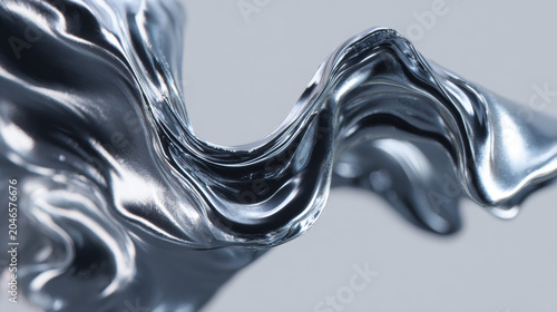 Liquid metal flowing like mercury, isolated on white background, cinematic lighting.