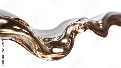 Liquid metal flowing like mercury, isolated on white background, cinematic lighting.