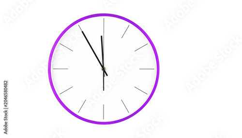 Modern Purple wall clock with minimalist design featuring clean white face and precise hour markers for contemporary office or home interior decoration.