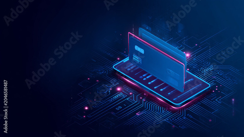 Digital Wallet on Circuit Technology Background | Mobile Banking, Online Payments and Fintech Vector Illustration