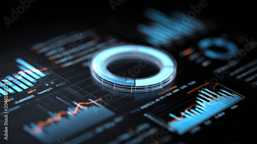 Financial Data Analysis and Business Strategy Concept | Holographic Reports, Charts and Accounting Technology 3D Rendering