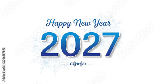 Happy new year 2027 graphic festive blue typography with snowflake design