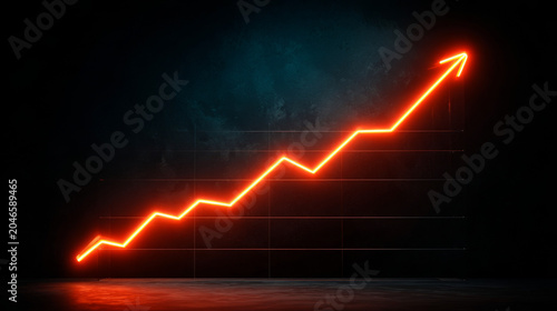 Financial Growth and Business Success Concept | Rising Neon Graph with Revenue Growth and Market Performance