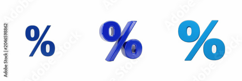 Isolated Blue Percent Percentage Symbol 3D Render Transparent Background Finance Discount Sale Market Interest Rate Statistic Graphic High Resolution Commercial Microstock