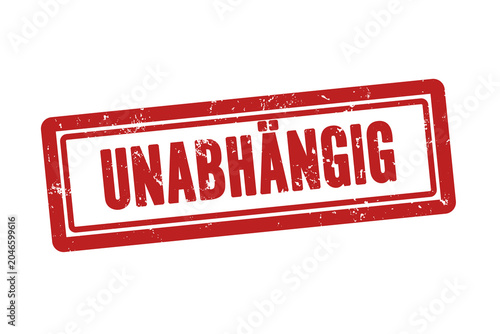 Foto Unabhaengig (Independent) - A red stamp, isolated on white background