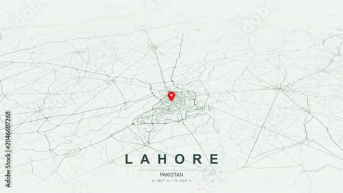 Tableau sur toile Modern minimalist vector map of Lahore, Pakistan