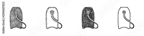 Billede på lærred Sketch bodyboard icon design set