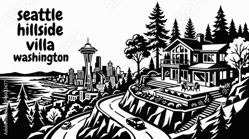 Obraz na płótnie seattle hillside american villa luxury residence architecture estate residential
