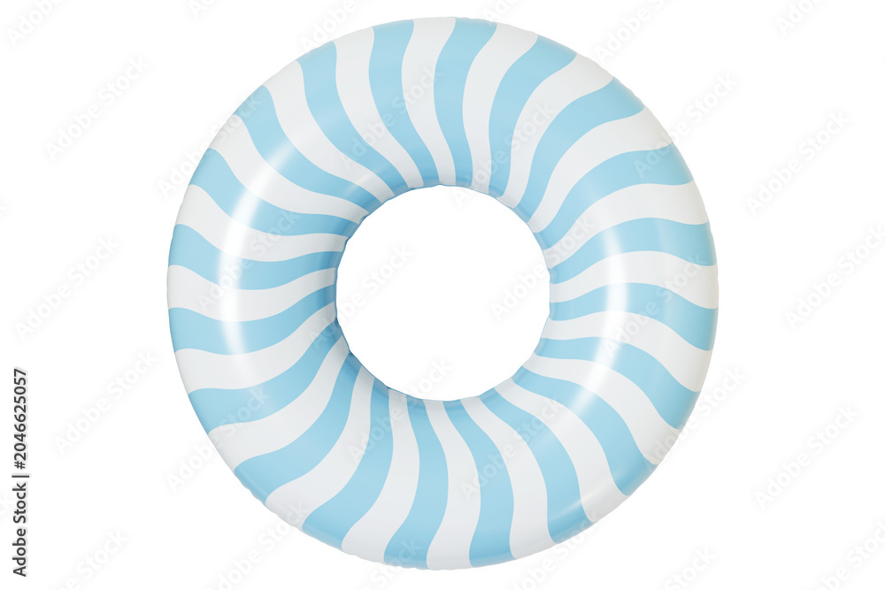 Obraz premium Striped retro Inflatable Swim Ring Summer Pool Float Isolated on White Background