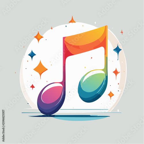 Colorful musical note with sparkles