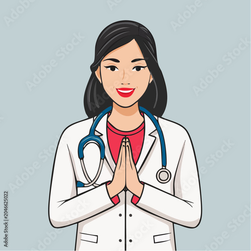 Doctor with Stethoscope Praying Gesture
