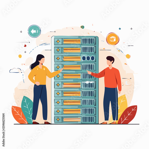 IT Professionals Working with Server Racks