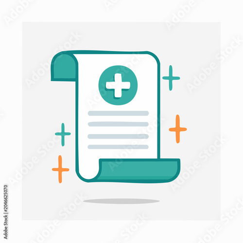 Medical document icon with cross and sparkles