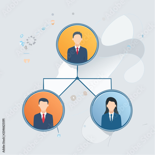 Organizational Chart with Business People Icons