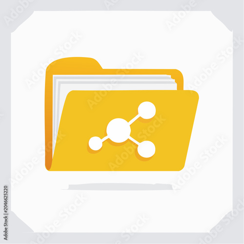 Yellow Folder Icon with Network Connection Symbol