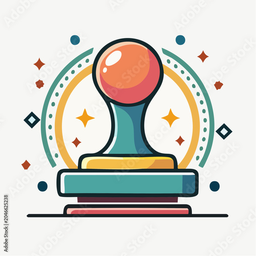 Stylized Stamp Icon with Decorative Elements