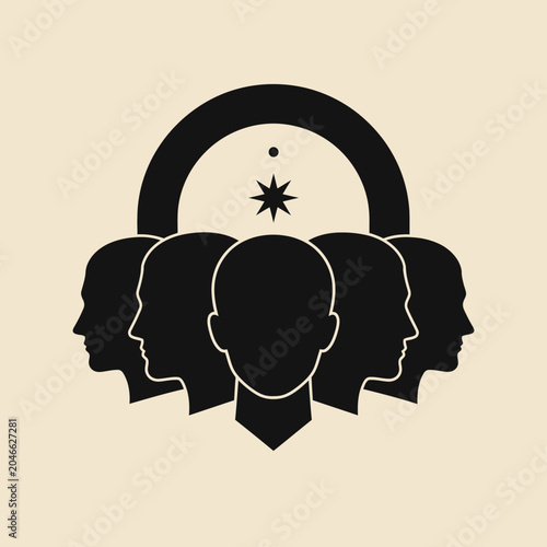 Multiple Heads with Headphones On.