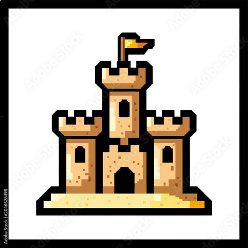Pixel Art Sand Castle Tower.