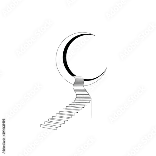 Stairway to crescent moon.