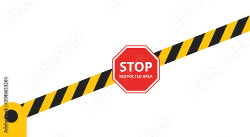 Photos Barrier Gate with Stop Sign, Restricted Area Warning