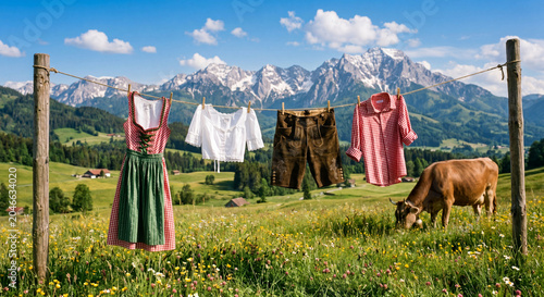 Tracht an einer Wäscheleine im Allgäu