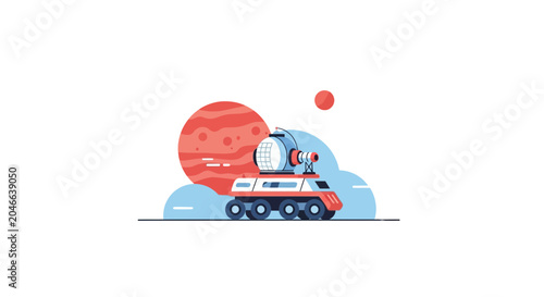 Photos Mars Rover Exploring Red Planet Surface, Space Exploration Concept Art