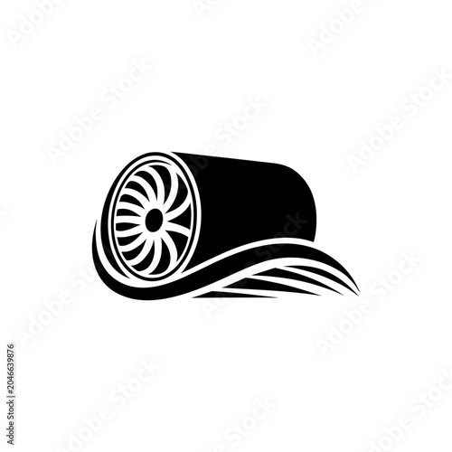 Jet engine icon, aircraft turbine symbol, aviation technology vector illustration