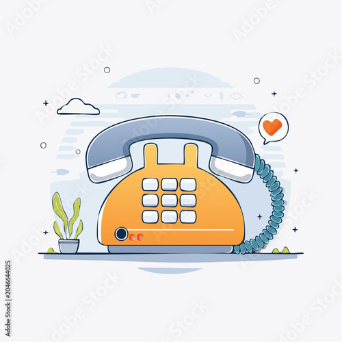 Retro Telephone with Heart Icon