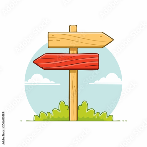 Wooden Signpost with Directional Arrows
