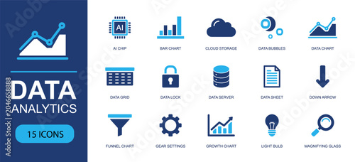 Photos Data analytics icon set