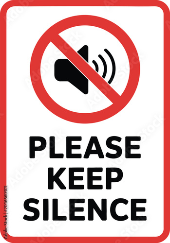 Please Keep Silence Warning Sign Board Prohibition Graphic