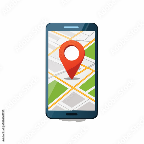Smartphone displaying a map with a location pin
