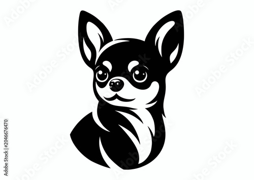 Portrait Chihuahua dog vector illustration silhouette