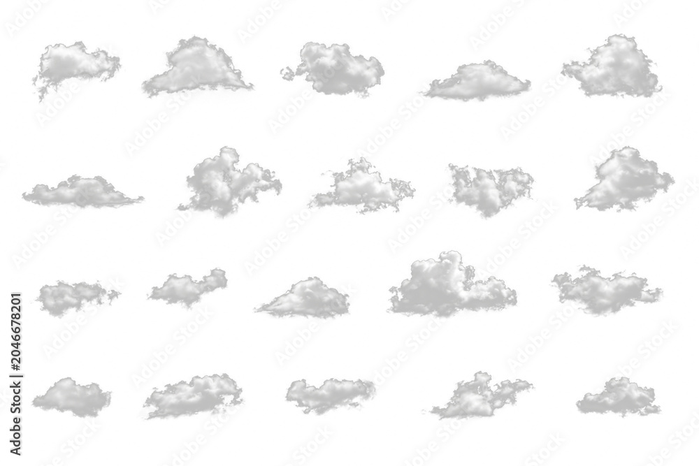 Obraz premium Set white Cloud with Realistic Atmospheric Texture