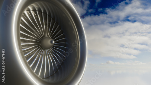 Bild auf Leinwand 3d rendering of an up close view of the input fan on a turbine jet engine