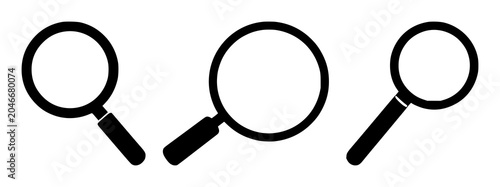 Recruitment set with a minimalist magnifying glass icon featuring job searching, talent acquisition, human resources with employment and hiring