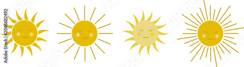 Foto Cute sun vector set isolated on white background, bohemian nursery decor element