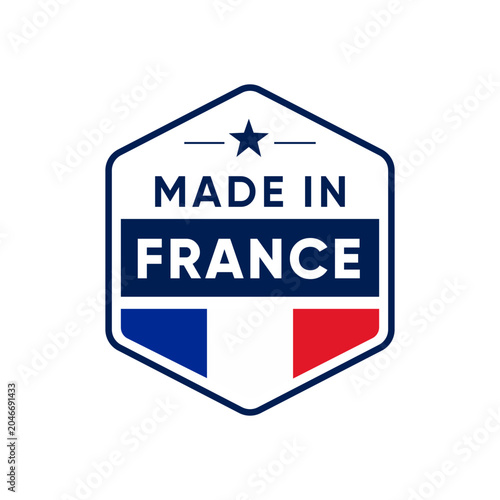 Made in France Label Badge Icon with French Flag