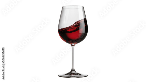 Принти на полотні Isolated dynamic splash of dark red wine inside a crystal clear glass for bevera