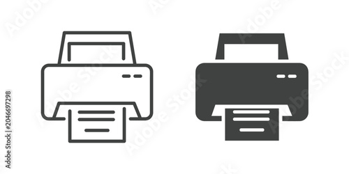 Printer Icon. Line and glyph solid icon