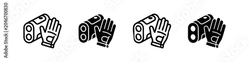 Foto Golf gloves and rangefinder equipment icon in four styles
