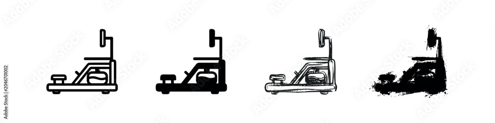 Fototapeta premium Phoropter eye test machine icon set for ophthalmology and vision examination.