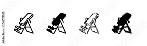 Foto Inversion table icon set in multiple styles, fitness equipment for back pain relief