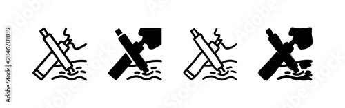 Schilderij op canvas Digital pen or stylus drawing wavy lines icon set, creative design and art concept