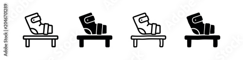 Bild auf Leinwand Boxing boots on a stand icon set