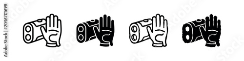 Bild auf Leinwand Golf rangefinder and glove icons set, precision sport equipment, outline and solid style vector illustration