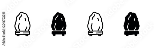 Tableau sur toile Collection of salt lamp icons with base, in outline and solid fill