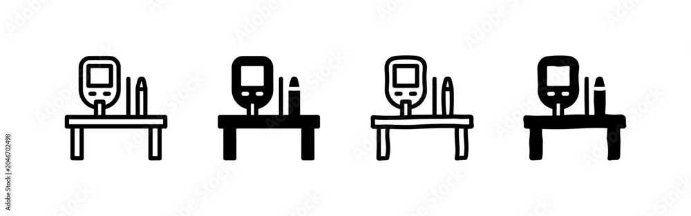 Fototapeta premium Medical Testing Device Icon Set: Line Art and Solid Black Variations