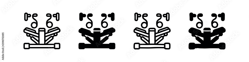 Fototapeta premium Audio equipment icons: Speakers and headphones (outline and filled)