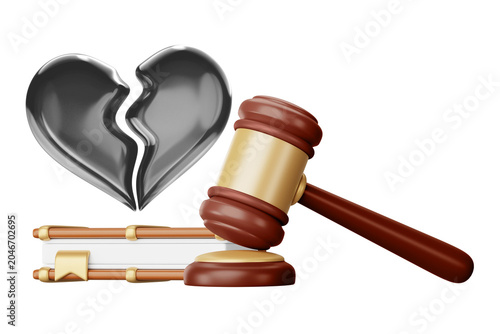 Photos Divorce lawyer png remix, 3D gavel and book illustration, transparent background
